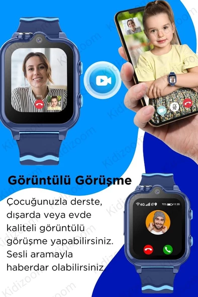 Akıllı Çocuk Saati Çift Kameralı Sim Kartlı Gps Konum 4G Görüntülü Konuşma Özellikli Çocuk Saati - 5