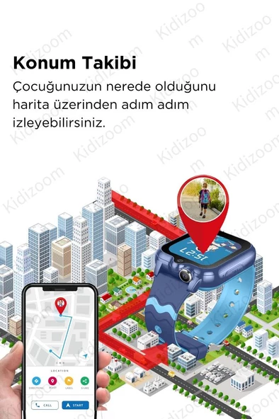 Akıllı Çocuk Saati Çift Kameralı Sim Kartlı Gps Konum 4G Görüntülü Konuşma Özellikli Çocuk Saati - 7