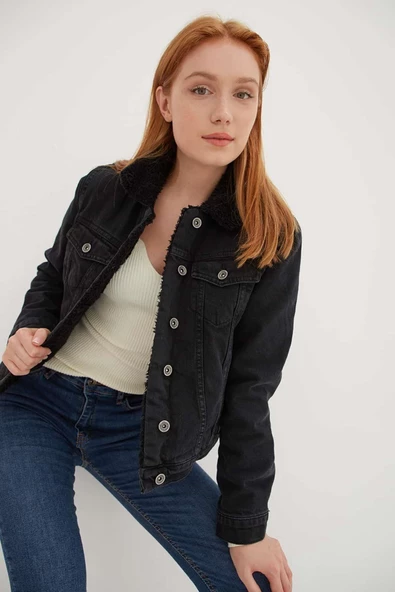 FASHION FRIENDS KADIN İÇİ KÜRKLÜ DENİM CEKET 23K0266K1 - 6