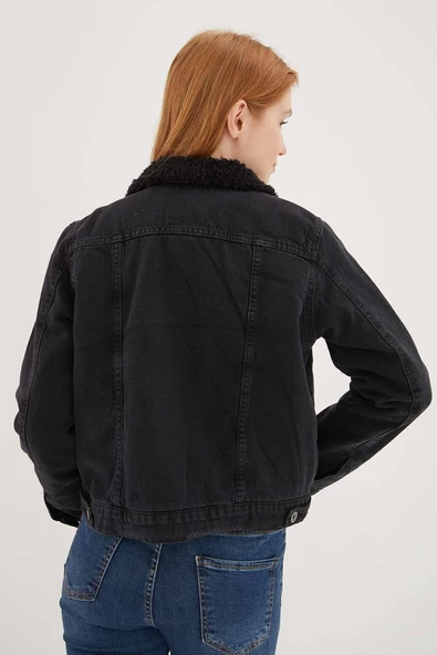 FASHION FRIENDS KADIN İÇİ KÜRKLÜ DENİM CEKET 23K0266K1 - 8