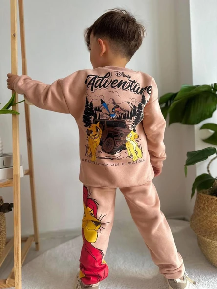 ERKEK ÇOCUK LİON KİNG MODELLİ 3 İPLİK ŞARDONLU EŞOFMAN TAKIMI - 5