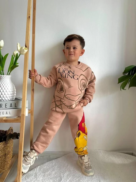 ERKEK ÇOCUK LİON KİNG MODELLİ 3 İPLİK ŞARDONLU EŞOFMAN TAKIMI - 6