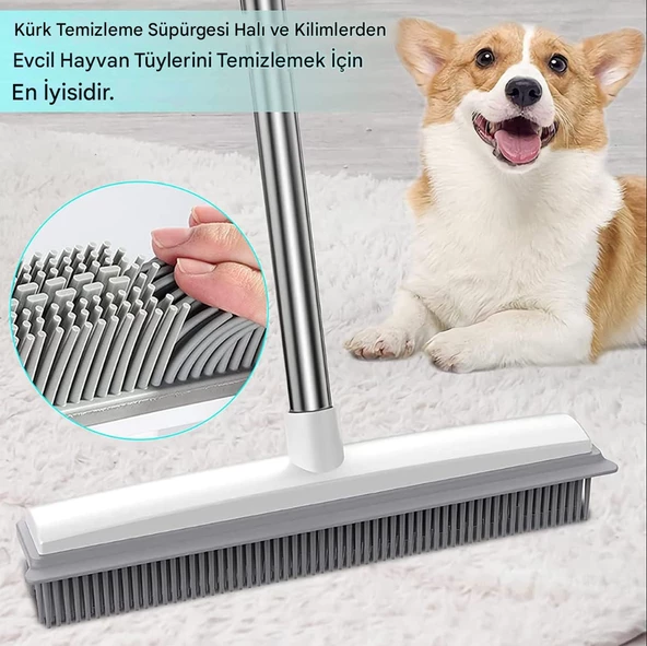 QASUL Sihirli Temizlik Süpürgesi Çekçek Kauçuk Süpürge Tüy Bırakmayan Silikon Temizleme Fırçası - 3