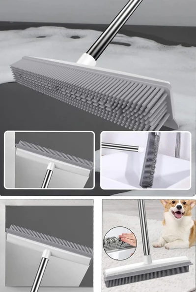 QASUL Sihirli Temizlik Süpürgesi Çekçek Kauçuk Süpürge Tüy Bırakmayan Silikon Temizleme Fırçası - 6