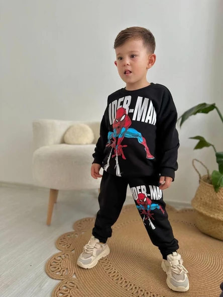 ERKEK ÇOCUK ÖRÜMCEK ADAM 3 İP ŞARDONLU EŞOFMAN TAKIMI - 4