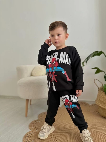 ERKEK ÇOCUK ÖRÜMCEK ADAM 3 İP ŞARDONLU EŞOFMAN TAKIMI - 6