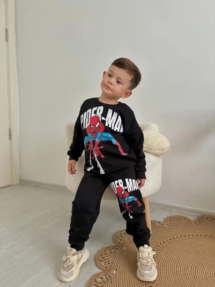 ERKEK ÇOCUK ÖRÜMCEK ADAM 3 İP ŞARDONLU EŞOFMAN TAKIMI - 5