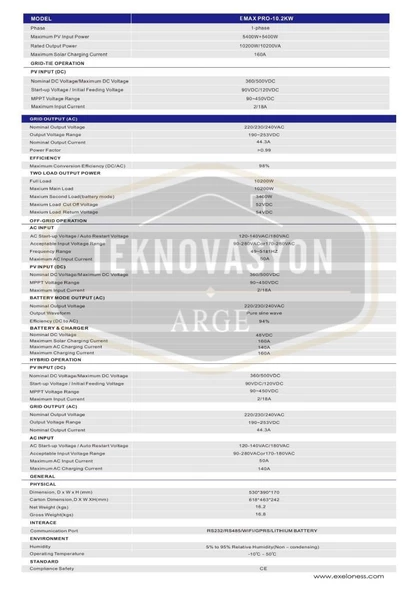 Teknovasyon Arge Exelon 10.2KW 48 V MPPT 160A Akıllı invertör (Çift MPPT) - 3