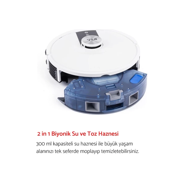 S7 Plus Akıllı Çöp Istasyonlu Robot Vacuum & Mop Süpürge Beyaz(Yui Türkiye Garantili) - 4