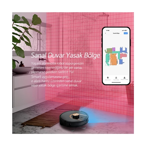 S7 Plus Akıllı Çöp İstasyonlu Robot Vacuum & Mop Süpürge Siyah (YUI TÜRKİYE GARANTİLİ) - 7