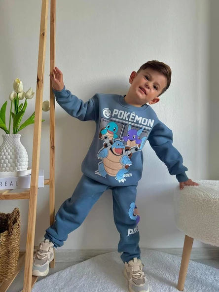 ERKEK ÇOCUK POKEMON MODELLİ 3 İPLİK ŞARDONLU EŞOFMAN TAKIMI - 2