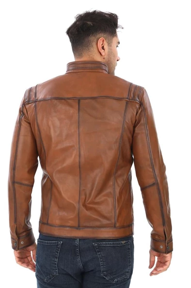 Spor Model Erkek Deri Mont Taba Renk - 8