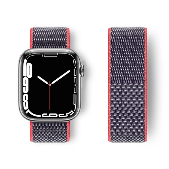Apple Watch 45mm Hasırlı Cırtcırtlı Kordon - 4