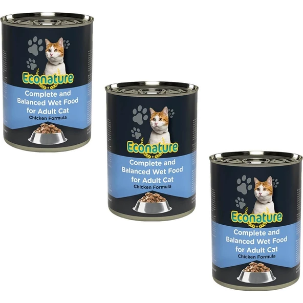 Econature Tavuk Etli Kedi Konservesi 400 gr (3 Adet)