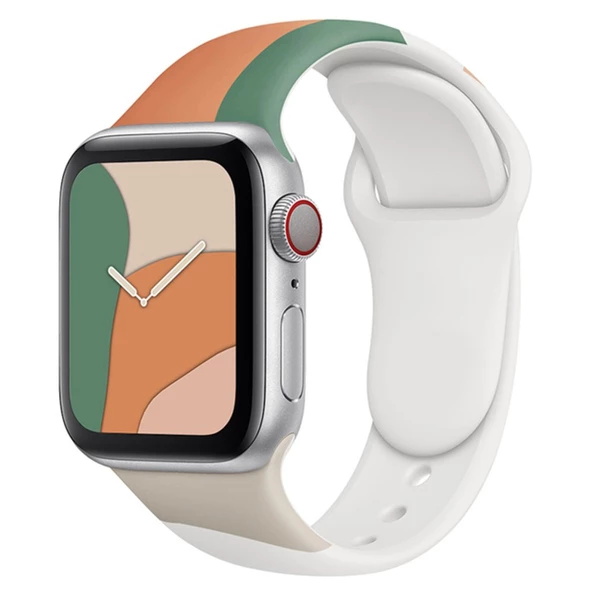 Apple Watch 45mm KR407 Kamuflaj Silikon Kordon