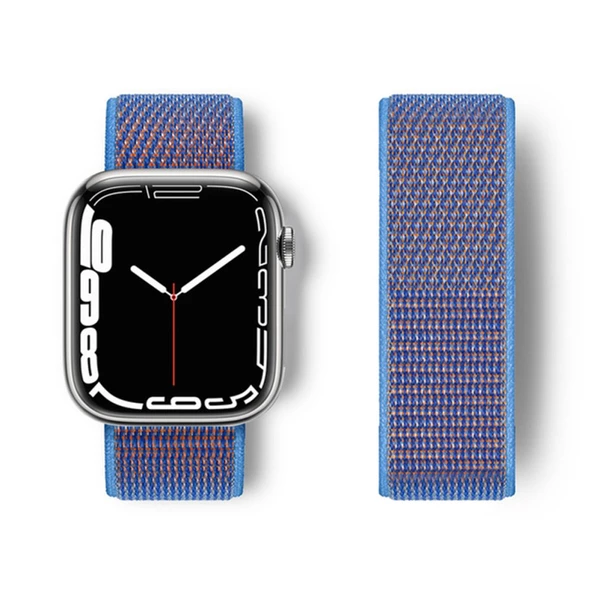Apple Watch 45mm Hasırlı Cırtcırtlı Kordon - 5