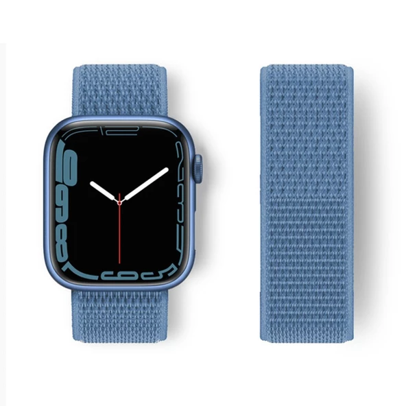 Apple Watch 45mm Hasırlı Cırtcırtlı Kordon - 1