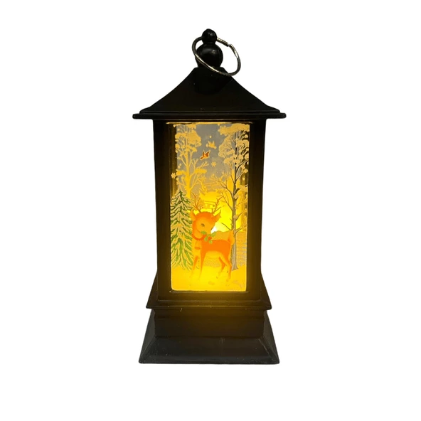 Yılbaşı Fener Ledli Kare Desenli 13 Cm 1 Adet - Resim 2