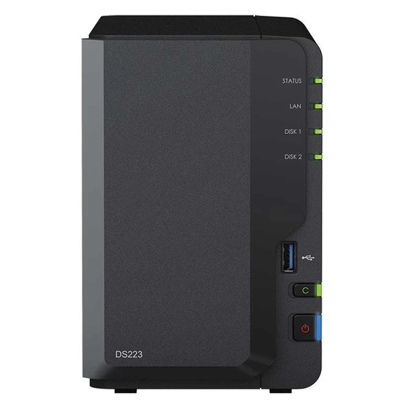 Synology DS223A3 2GB 2x1TBHDD 2x3.5" SATA Desteği RAID(0-1) NAS Depolama Ünitesi