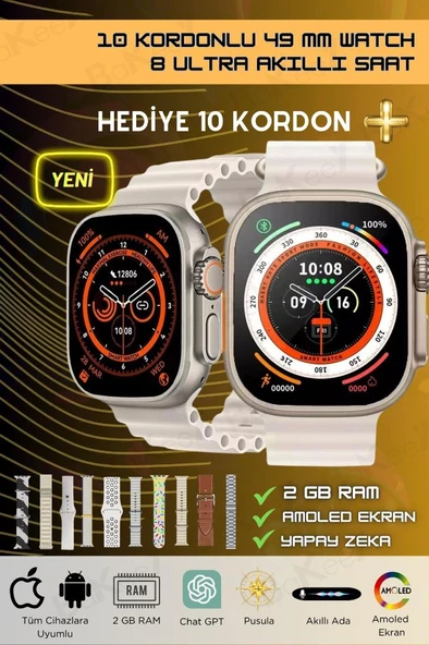 Ws-x10 Akıllı Saat 10 Kordonlu Kasa Koruyucu Hediyeli Tüm cihazlara Uyumlu Akıllı Saat Watch 9 8