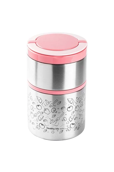 Tantitoni Pembe 2 Katlı Termos 930 ml (Elvin Home Concept)