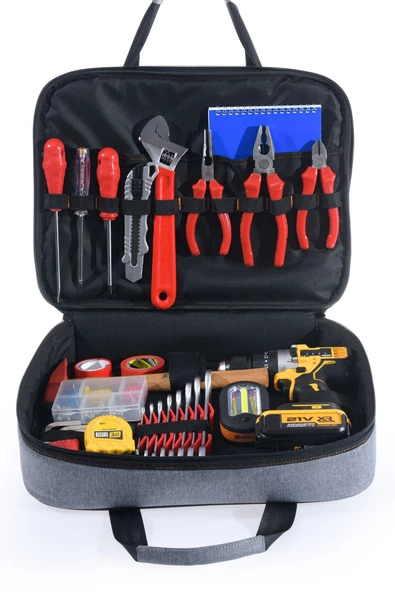 Elektronik El Takım Çantası M - Orta Boy, 19 Bölmeli, Dayanıklı Metal Fermuarlı - 3