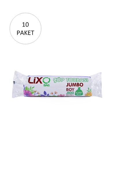 J-500 Jumbo Boy Çöp Torbası 80 x 110 cm 10 Lu Rulo x 10 Paket = 100 Adet (Siyah)