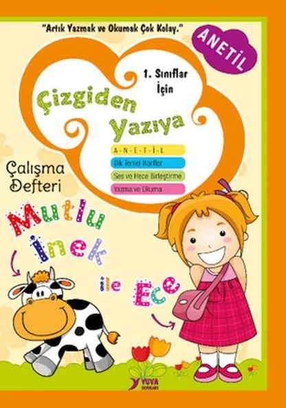 Anetil 1. Sınıf Çizgiden Yazıya Çalışma Defteri Dik Temel Harflerle