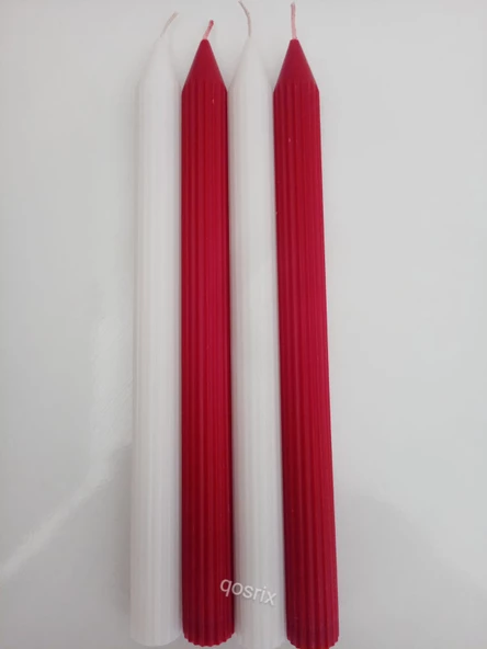 qosrix Yılbaşı Özel Serisi 4'lü Kırmızı Beyaz Şamdan Doğal Kokulu Soya Mumu Yeni Yıl Noel Uzun Çubuk Konik Mum - Resim 2