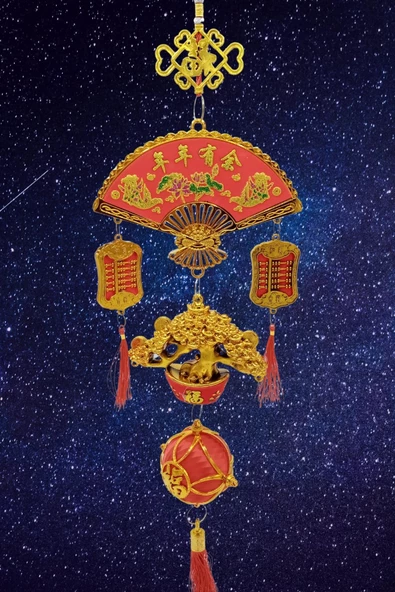 Feng Shui Yelpaze Hayat Ağacı Şans Ve Bereket Askılık 80 cm - Resim 9