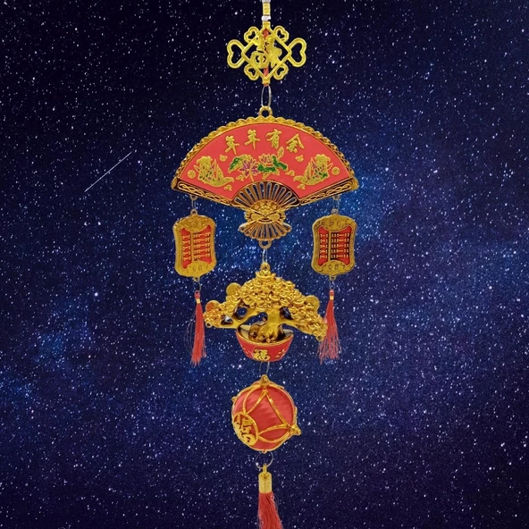 Feng Shui Yelpaze Hayat Ağacı Şans Ve Bereket Askılık 80 cm - Resim 4