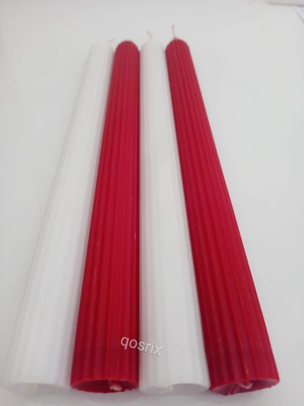 qosrix Yılbaşı Özel Serisi 4'lü Kırmızı Beyaz Şamdan Doğal Kokulu Soya Mumu Yeni Yıl Noel Uzun Çubuk Konik Mum - Resim 3