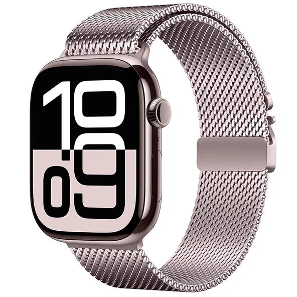 Apple Watch 10 42mm Uyumlu Metal Hasır Kordon KRD-121