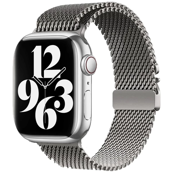 Apple Watch 7 41mm Uyumlu Metal Hasır Kordon KRD-121