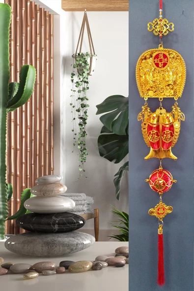 Feng Shui Koi Balıkları Şans Ve Bereket Askılık 100 cm - Resim 7