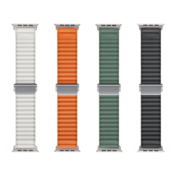Apple Watch Ultra 49mm Uyumlu Yumuşak Kumaş Hasır Örgülü Kordon KRD-123 - 2