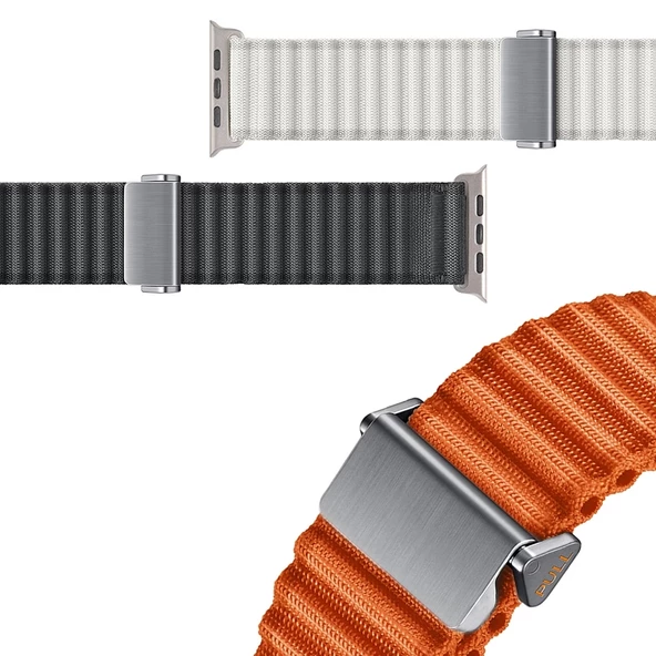 Apple Watch Ultra 49mm Uyumlu Yumuşak Kumaş Hasır Örgülü Kordon KRD-123 - 3