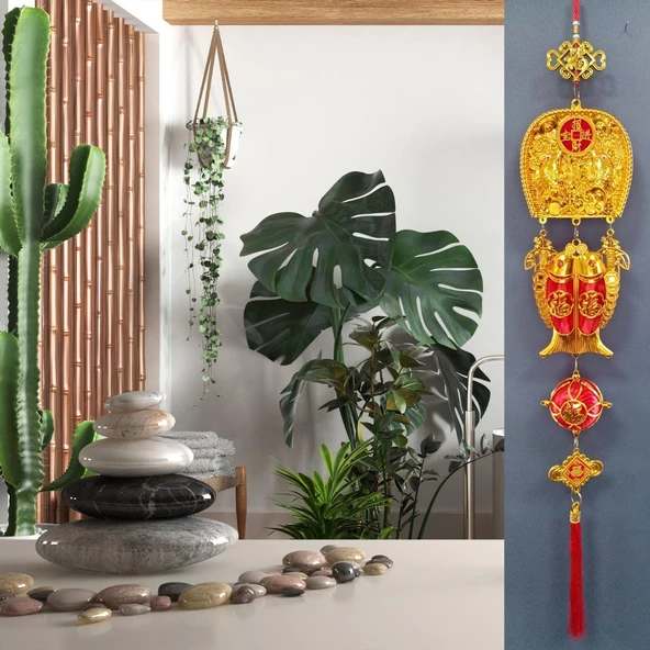 Feng Shui Koi Balıkları Şans Ve Bereket Askılık 100 cm - Resim 2
