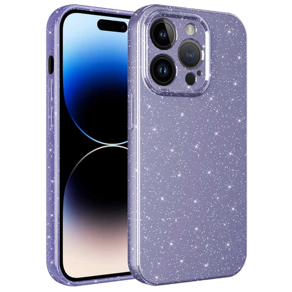 iPhone 14 Pro Kılıf Kamera Korumalı Simli Lüks Koton Kapak - Resim 6