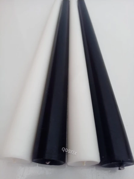 qosrix Yılbaşı Özel Serisi 4'lü Siyah Beyaz Şamdan Doğal Kokulu Soya Mumu Yeni Yıl Noel Uzun Çubuk Konik Mum - Resim 3