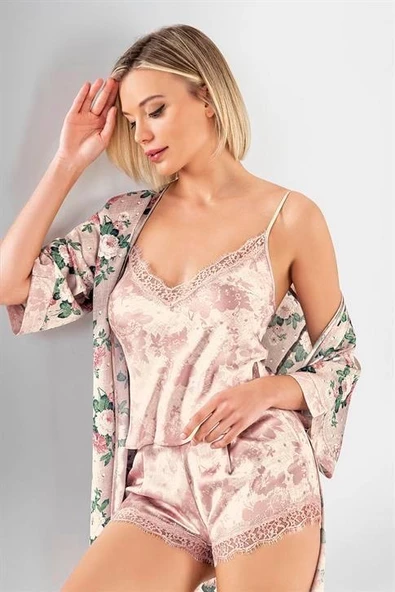Aria's Closet 3'lü Şort Takımı Desenli