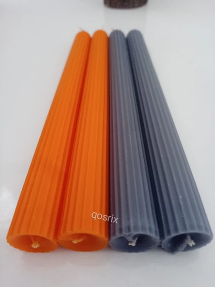 qosrix Yılbaşı Özel Serisi 4'lü Turuncu Gri Şamdan Doğal Kokulu Soya Mumu Yeni Yıl Noel Uzun Çubuk Konik Mum - Resim 6