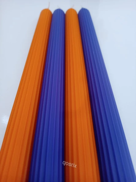 qosrix Yılbaşı Özel Serisi 4'lü Turuncu Mor Şamdan Doğal Kokulu Soya Mumu Yeni Yıl Noel Uzun Çubuk Konik Mum - Resim 4