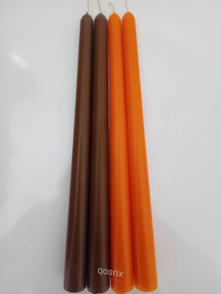 qosrix Yılbaşı Özel Serisi 4'lü Turuncu Kahverengi Şamdan Doğal Kokulu Soya Mumu Yeni Yıl Noel Uzun Çubuk Konik Mum - Resim 4