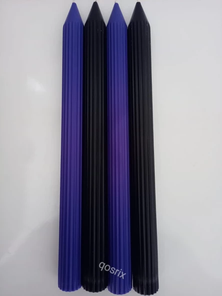qosrix Yılbaşı Özel Serisi 4'lü Siyah Mor Şamdan Doğal Kokulu Soya Mumu Yeni Yıl Noel Uzun Çubuk Konik Mum - Resim 2