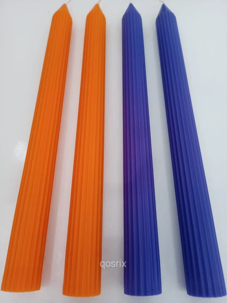 qosrix Yılbaşı Özel Serisi 4'lü Turuncu Mor Şamdan Doğal Kokulu Soya Mumu Yeni Yıl Noel Uzun Çubuk Konik Mum - Resim 2