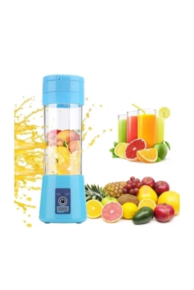 Portatif Taşınabilir380 ml Usb Şarjlı Mavi El Blender - 2
