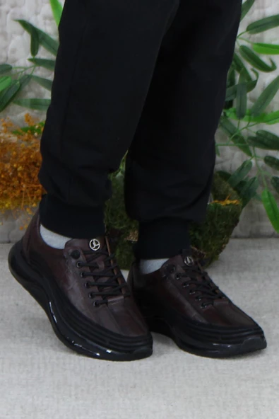 Mehmet Mete 2402 Kahve Rahat Lastik Bağcıklı Hakiki Deri Erkek Ayakkabı - Resim 2