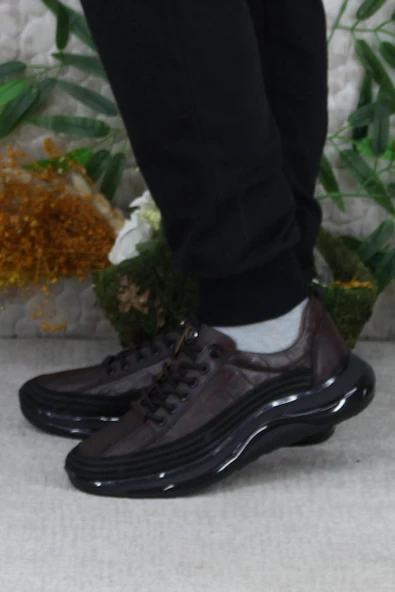 Mehmet Mete 2402 Kahve Rahat Lastik Bağcıklı Hakiki Deri Erkek Ayakkabı - Resim 3