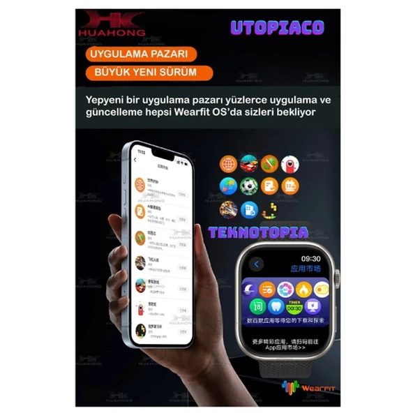 Watch 10 Series HK10 Pro+ Plus Amoled G-Sensör Akıllı Saat Çift Kordon Yapay Zeka Kulaklık Eşleme Çağrı Cevaplama - 6